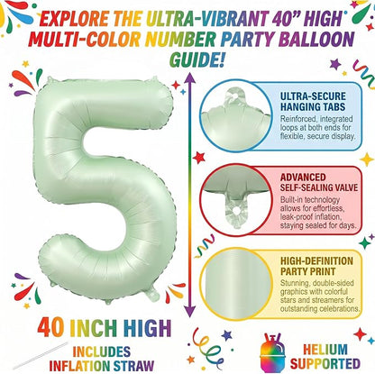 40 Inch Olive Green Number 5 Foil Balloon - Image 2