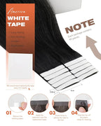 Sunny Hair Tape in Hair Extensions Human Hair 12inch Hair Extensions Real Human Hair Tape in Extensions for Women Jet Black Invisible Remy Hair Natural Straight Skin Weft Double Sided Tapes 40pcs 60g