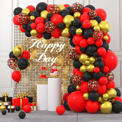Red Black Gold Balloon Garland Arch Kit - Image 3