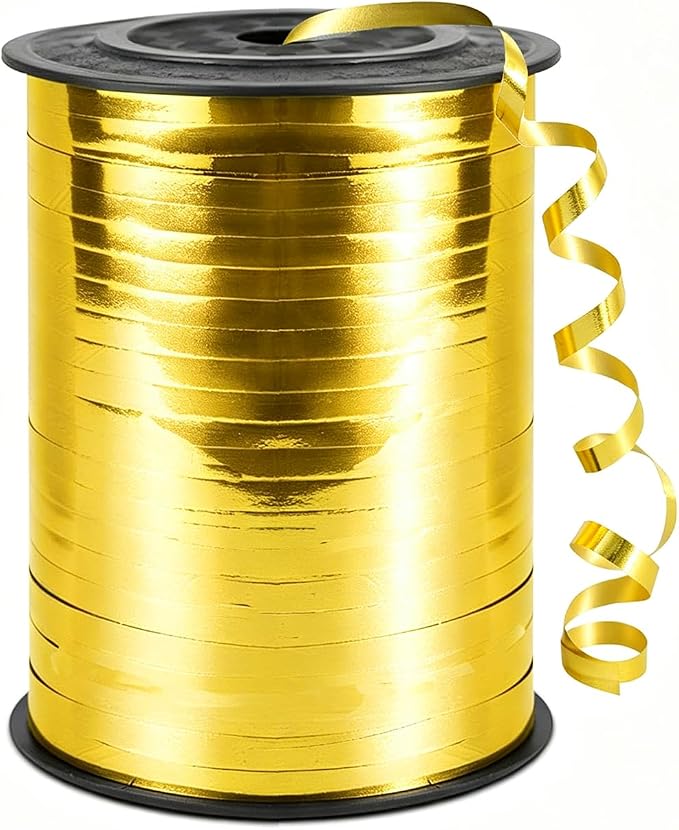 500 Yard Bright Gold Balloon String, 1/5" Ribbon Curling by WUYUEJXI
