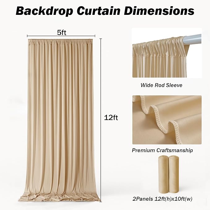 10ft×12ft Champagne Backdrop Curtain - Image 5