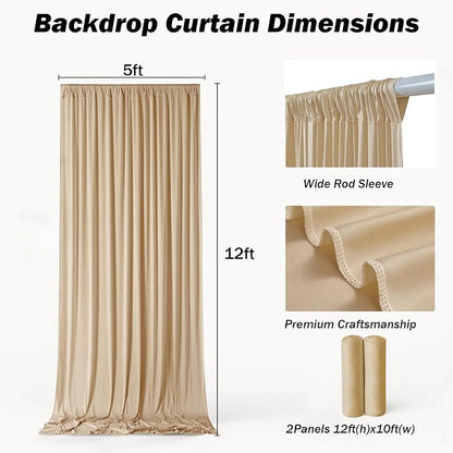 10ft×12ft Champagne Backdrop Curtain - Image 5