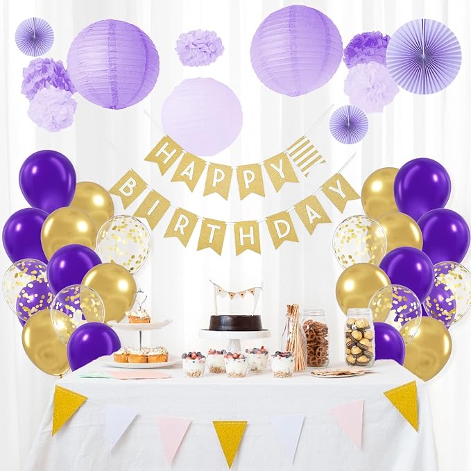 BAUANOOY Purple and Gold balloons - Image 5