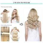 DOORES Hair Extensions Clip in Human Hair, 3pcs 65g 18 Inch Balayage Ash Blonde to Golden Blonde and Platinum Blonde Clip in Hair Extensions Straight Natural