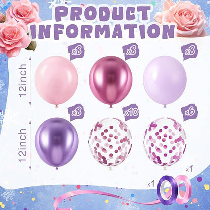 Civaner 48 Pcs Kpop Pink and Purple Balloons 12 Inch Metallic Purple Pink Latex - Image 2