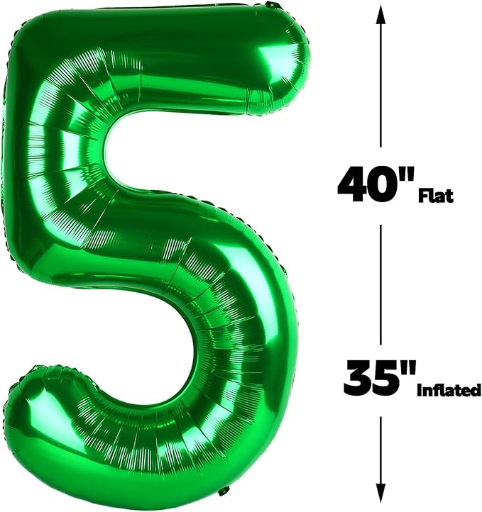 Green Number 5 Balloon 40 inch, Balloon numbers party supplies, deco photo shoot - Image 2