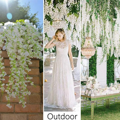 48Pcs Artificial Wisteria Flowers 3.6 Feet/Piece White Dense Artificial Fake - Image 6