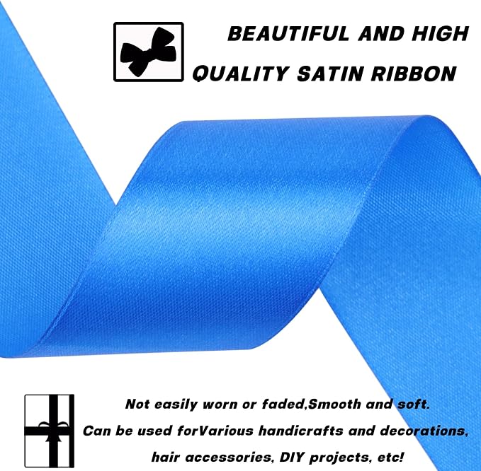 1-1/2 Inch 60 Yards Royal Blue Solid Satin Ribbon - Image 3