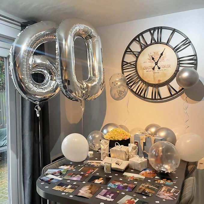 40 Inch 25th Birthday Balloons for Men, Mylar Self Inflating Silver 25 Balloon - Image 7