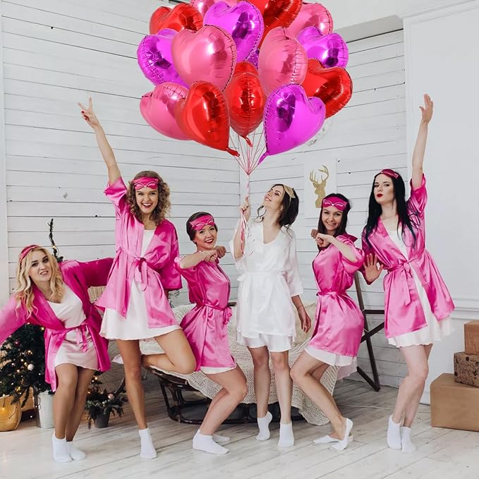 TONIFUL 30 Pcs 18Inch Red Pink Rose Pink Heart Balloons - Image 4