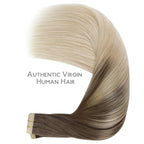 WENNALIFE Tape in Hair Extensions Human Hair, 40pcs 80g 12 inch Ombre Sandy Brown to Platinum Blonde Hair Extensions Real Human Hair Straight Tape in Extensions Invisible Human Hair Extensions