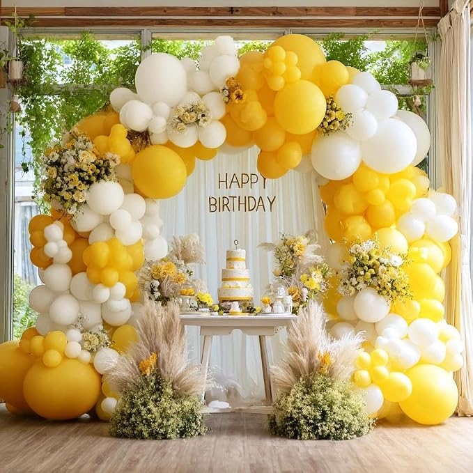 Yellow Balloon Different Sizes Latex Double Stuffed Matte Yellow Balloon - Image 2