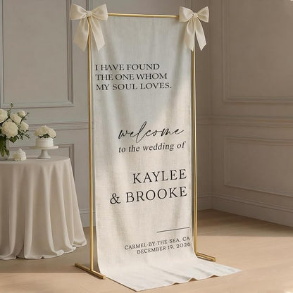 Personalized Fabric Wedding Welcome Sign, Cotton Linen Banner - Image 2
