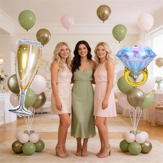 Sage Green White Gold Balloons - Image 6