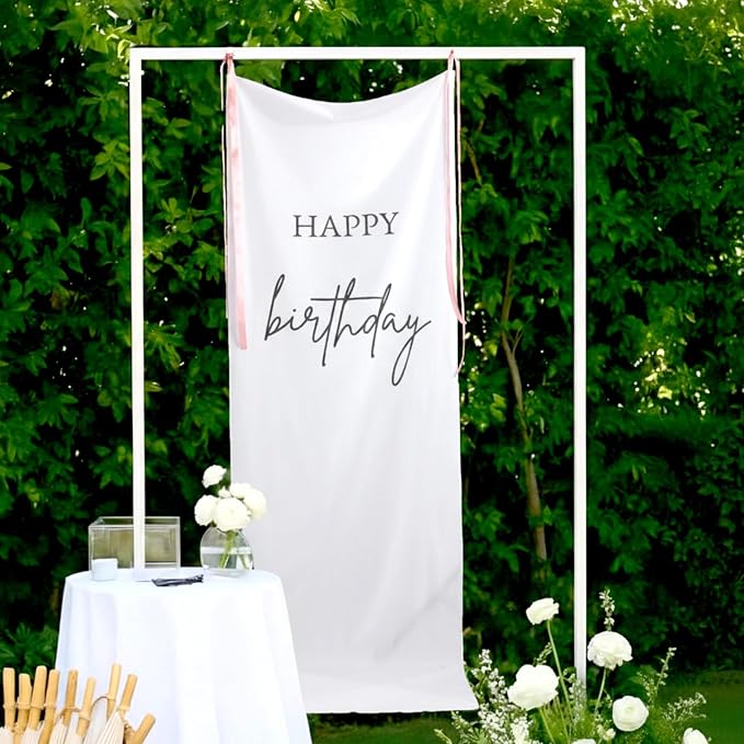 Tingjoo 27 × 78 Inch Happy Birthday Fabric Banner Long Birthday Party - Image 6