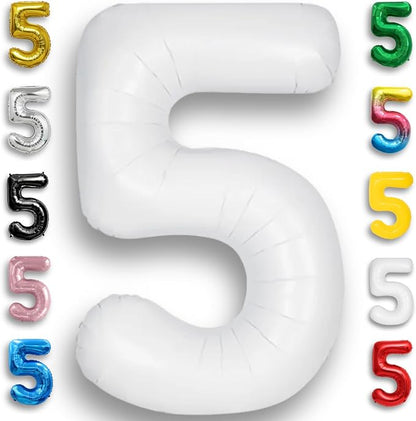 White Number Balloon 5 Mylar Foil Balloons 32 inch by Unknown
