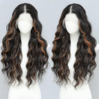 Synthetic Lace Front Wigs Pre Plucked Brown Skunk Stripe Wig 100% Futura Premium 13x4 HD Lace Wigs For Black Women 26 Inch Long Wavy Ready to Wear Beginner Friendly Daily Party Use
