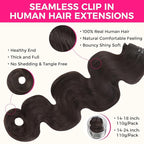 Lashey Seamless Clip in Hair Extensions Human Hair #2 Dark Brown Body Wave Clip in, Real Human Hair 7pcs 110g 24 Inch PU Weft Natural for Women