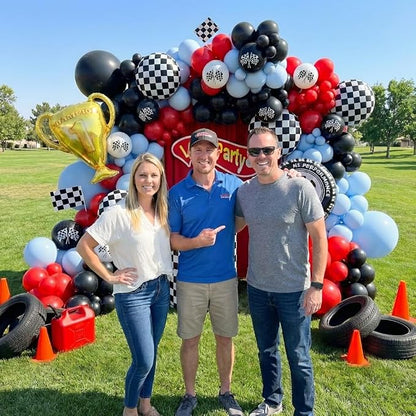 Race Car Balloons Arch Kit -162Pcs Trophy, Wheels and Red Black Blue Balloon - Image 5