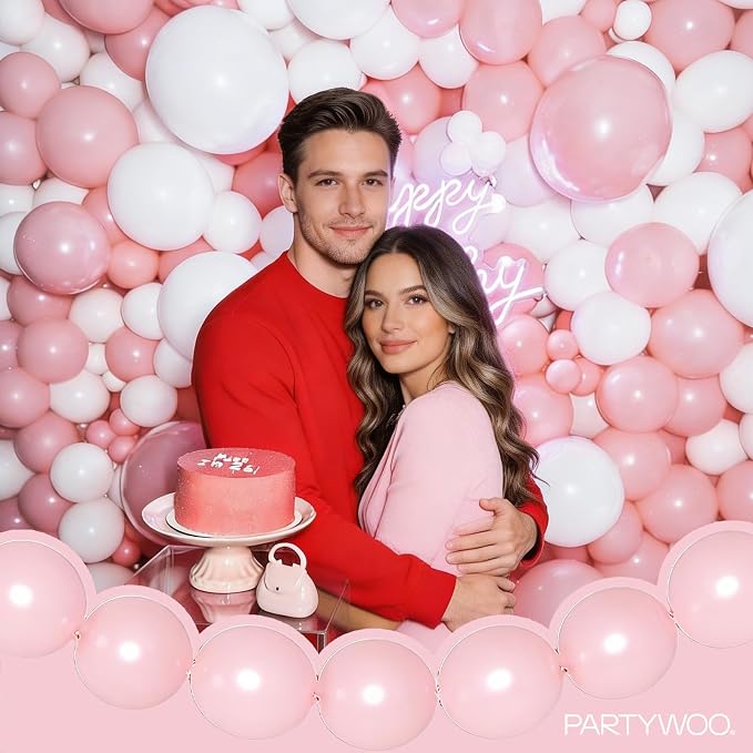 PartyWoo Baby Pink Linking Balloons 100pcs 6 Inch Pink Link Balloons | - Image 8