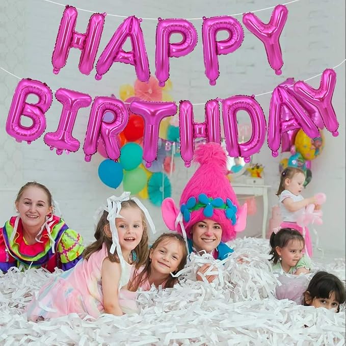 TONIFUL Hot Pink Happy Birthday Balloons Banner, 16 Inch Mylar Foil Letters - Image 5