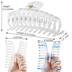 5.5 Inches Extra Large Hair Clips for Long Thick Hair Women’s Jumbo Hair Claw Clips 2 Counts in Set Hair Accessories(transparent and ocean blue)