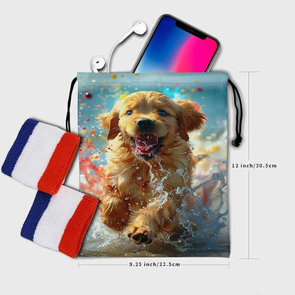 Giwawa Golden Retriever Gymnastics Grip Bag Dog Pet Drawstring Grip Bag - Image 6