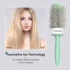 Eagle Fortress Round Brush for Blow Out, Thermal Ceramic Hair Brush for Blow Drying with Ionic Bristle for Professional Blowout Brushing - Green, 53mm