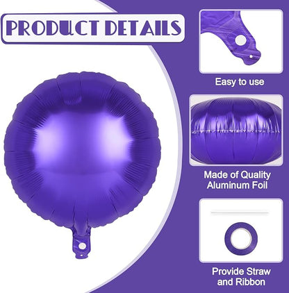 20 Pcs Purple Round Shaped Balloons, 18 Inch Round Foil Balloon, Giant Round - Image 5