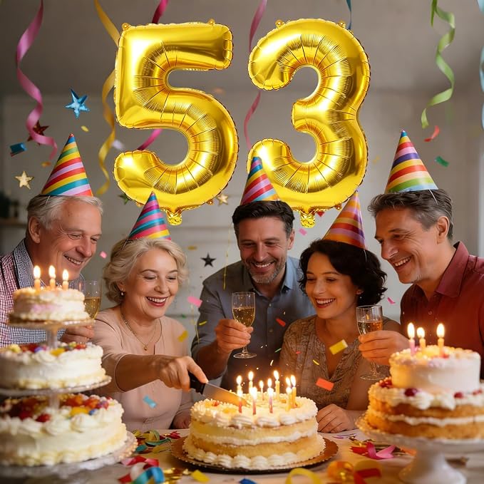 40 Inch Number 53 Balloons for 53rd Birthday Party Decorations, 0-100 Gold - Image 2