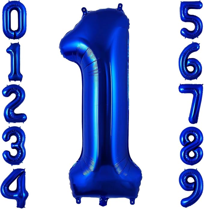 Navy Blue 1 Balloon Number, 40 Inch Number 1 Balloon Big Dark Blue 1 Foil Mylar by BBPOOL