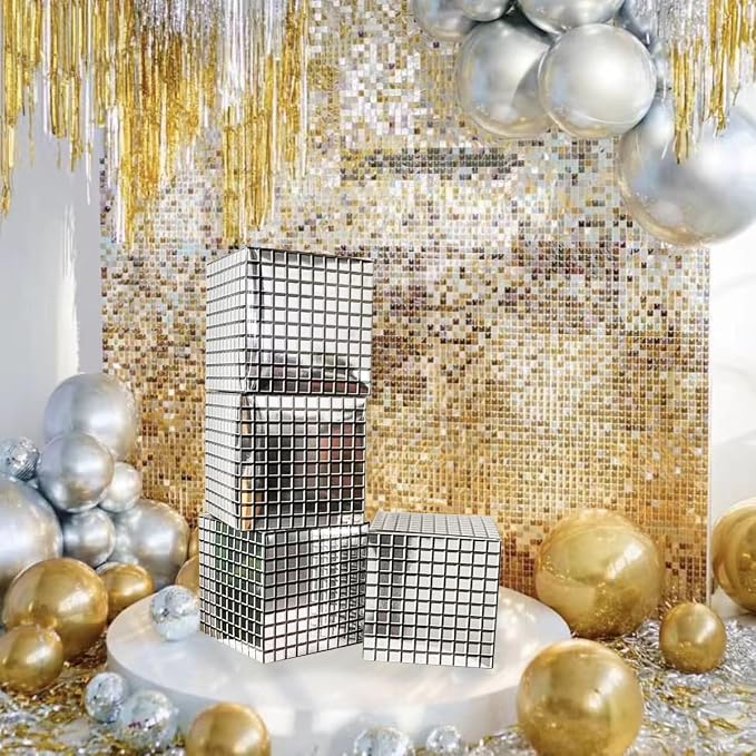 Balloon Boxes，4 Pcs Disco Style Cube Paper Boxes - Image 5