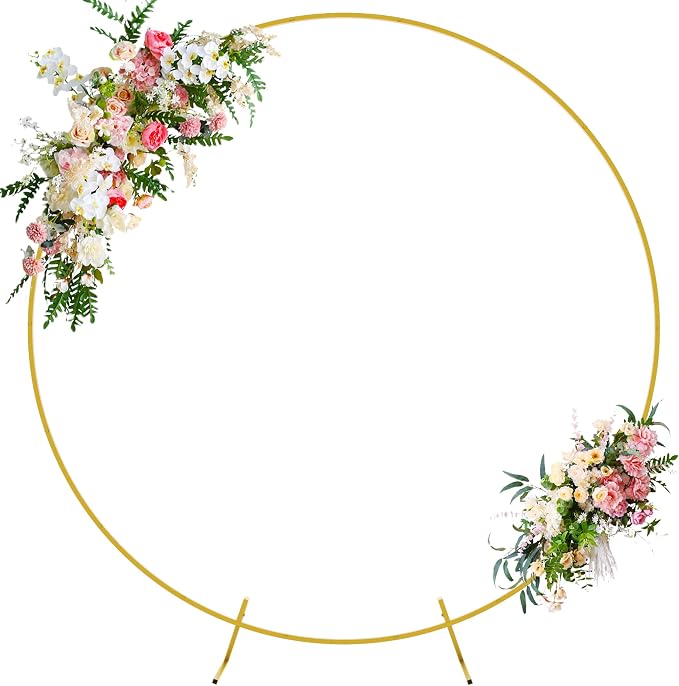 Round Backdrop Stand 7.2FT Gold Metal Circle Balloon Arch Frame | Metal Circle by Wokceer
