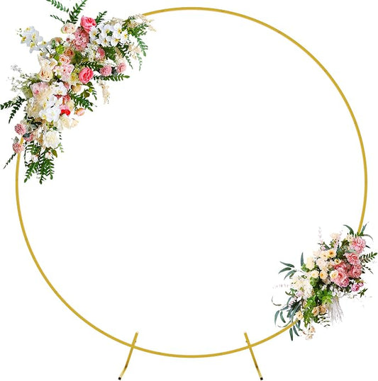Round Backdrop Stand 7.2FT Gold Metal Circle Balloon Arch Frame | Metal Circle by Wokceer