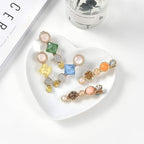 Mehayi 20 PCS Pearls and Acrylic Resin Hair Clips, Handmade Hair Barrettes, Marble Alligator bobby pins, Glitter Crystal Geometric Hairpin, Elegant Gold Hair Accessories, Gifts for Women Girls