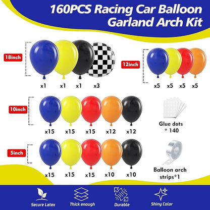 160Pcs Race Car Balloon Garland Arch Kit - Image 2