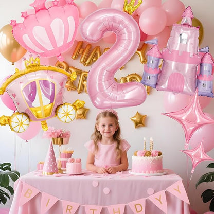 Minyu 6-Piece Princess Theme Party Decoration Set: Princess Carriage + Pink - Image 4