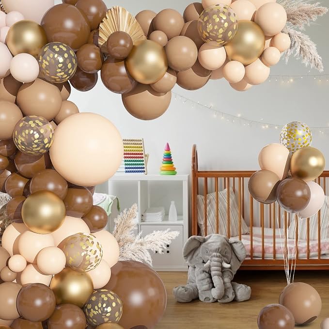 150PCS Neutral Brown Balloons Garland Arch Kit Different Size Nude Balloons | - Image 7