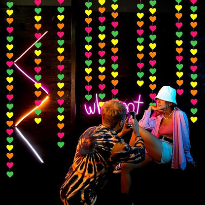 UV Neon Party Decorations Valentines-Day Heart-Garland - 52ft Glow in The Dark - Image 4