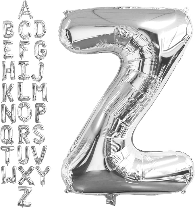 40 Inch Silver Letter Z Balloons, DIY Phrase Foil Alphabet Letter Z Balloons by LHOAVWE