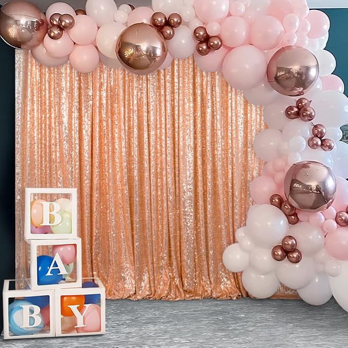 ShinyBeauty Rose Gold Sequin Backdrop 7FTx7FT | Photo Booth Backdrops, Wedding by ShinyBeauty