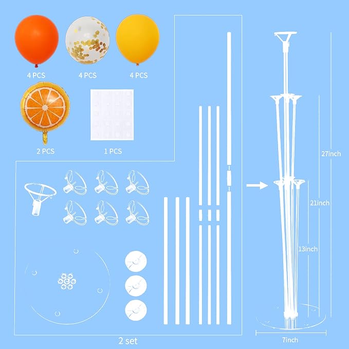 Little Cutie Balloon Stand for Table Centerpiece 2 Sets, 2 Huge Orange Fruit - Image 3