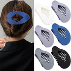 Large Flat Round Hair Clips Oval Claw Clips for Thick Medium Thin Hair 6Pcs Non Slip Strong Hold Barrettes Duckbill Accessories for Women Girls Matte Solid Color Grey Blue