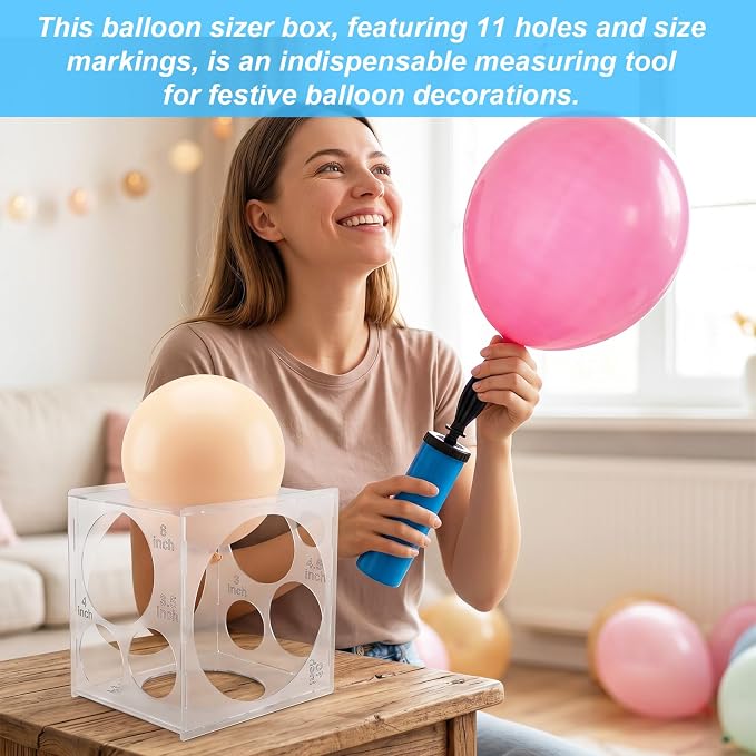 11 Holes Balloon Sizer Cube Box, 2-10 Inch Foldable Balloon Measure Box Clear - Image 5