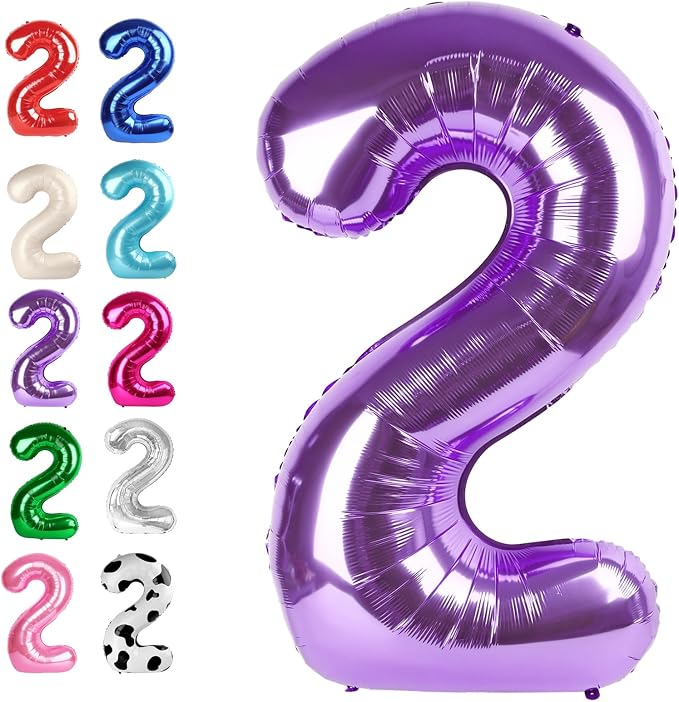 Purple Number 2 Balloon 40 inch, Balloon numbers party supplies, deco photo by Upgesy