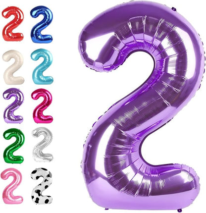 Purple Number 2 Balloon 40 inch, Balloon numbers party supplies, deco photo by Upgesy