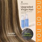 DOORES Invisible Edge Clip in Hair Extensions, Chocolate Brown to Caramel Blonde, 130g 7pcs 18 Inch Virgin Straight Human Hair for Women