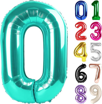 0 Balloon - Teal Birthday Number Balloons, 40 Inch Decorations Men Women | Teal by ALPHADELTAPI