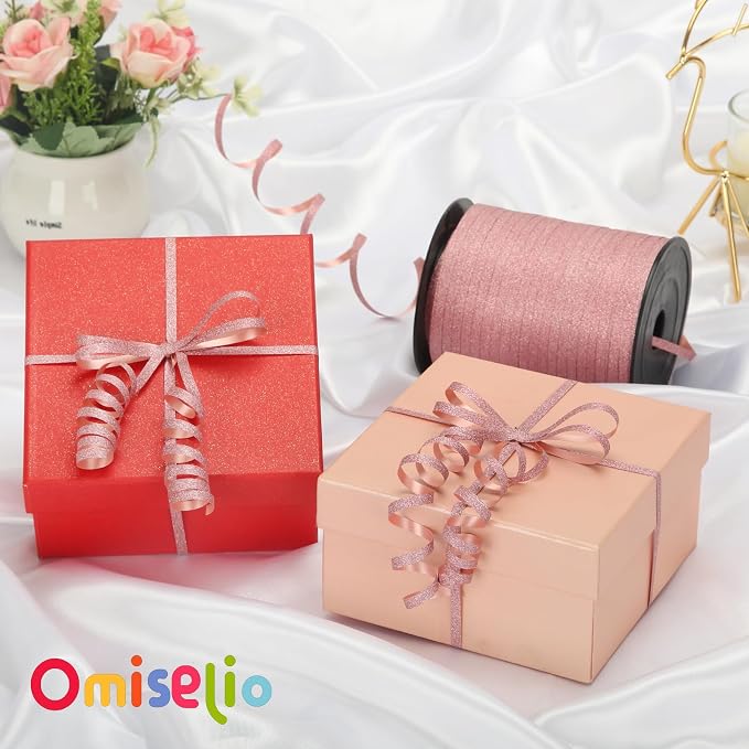 Pink Ribbon, 500 Yard Glitter Pink Curling Ribbon - Image 2