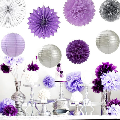 Purple Lilac-Lavender Silver Women Birthday Party-Decorations - Image 6